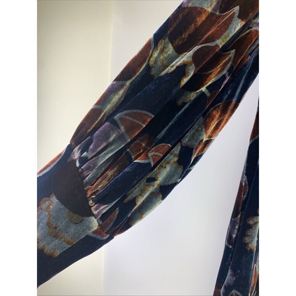 Ann Taylor Long Sleeve Velvet Shift Dress Boat Neck Floral Puff Sleeves 8 Tall - Picture 3 of 12
